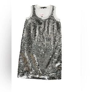 NWT women’s LOVE MOSCHINO silver tank sequin mini dress sz 2